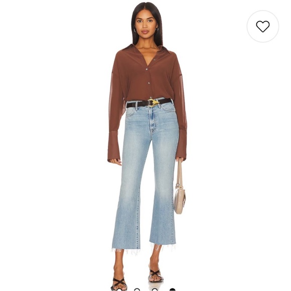 MOTHER Denim - MOTHER The Hustler High WaistLight Blue Flare Cropped Jeans Sz 26